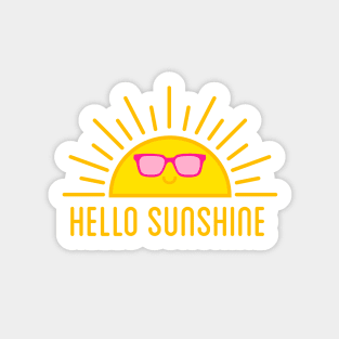 Hello sunshine, happy sun with pink sunglasses Sticker